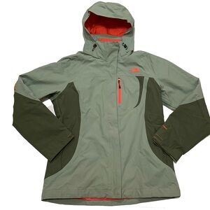 The North Face Women's Sage Green and Olive Jacket with Orange Accents